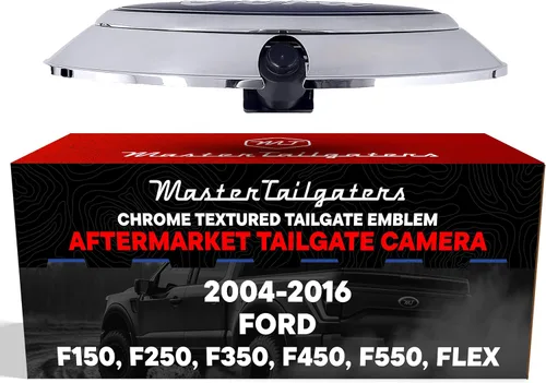 Master Tailgaters Reemplazo de cámara de respaldo emblema para Ford F150, F250, F350, F450, F550 (2004-2016), Flex (2009-2012), resistente al agua