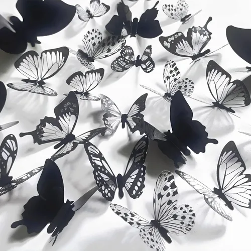 Miniatura 10 de Ewong Decoración de pared de mariposa 3D – 66 piezas de decoración de mariposa blanca para tartas – Calcomanía de pared extraíble impermeable