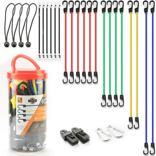 Wellmax Juego de 24 piezas + 4 piezas con lazos para toldo, ganchos de metal recubiertos de plástico