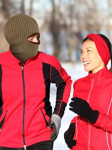 Miniatura 23 de Pasamontañas de punto calentador resistente al viento sombrero que cubre la cara para hombres mujeres forro polar deportes al aire libre