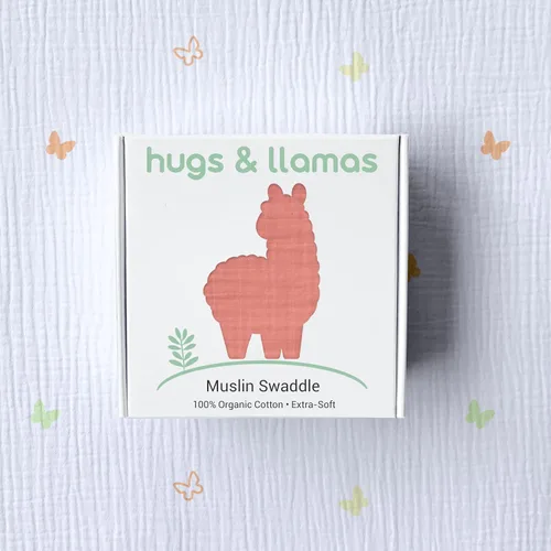 Miniatura 5 de hugs & llamas Mantas para envolver 100% muselina de algodón orgánico, unisex, extra suaves, mantas para recién nacidos y bebés, lavables a máquina