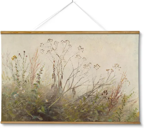 ARPEOTCY Arte de pared enmarcado vintage extra grande, 36 x 54 pulgadas, casa de campo retro, campo de flores silvestres, paisaje botánico, arte de