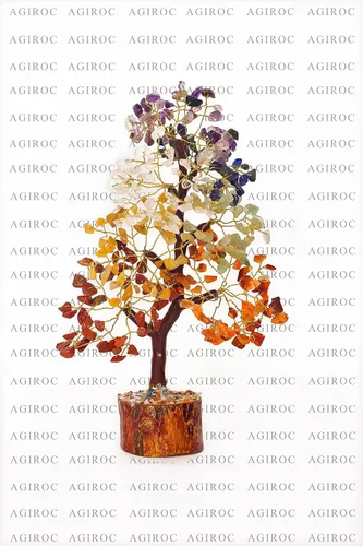 Miniatura 9 de Árbol de la vida de siete chakras, piedra preciosa natural curativa de cristal bonsái, árbol artificial de 7 chakras, árbol del dinero, riqueza