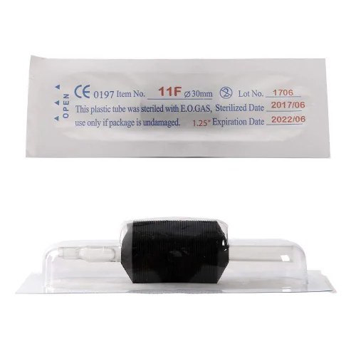 Miniatura 4 de VORTEX - Empuñaduras de tubo desechables de silicona suave de 1.25 pulgadas, color negro, con puntas largas transparentes, 15 unidades (7D)