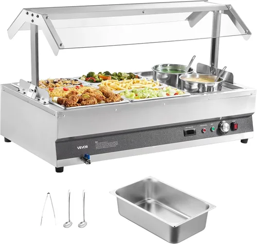 Miniatura 17 de VEVOR Calentador de Sopa Eléctrico, Olla Redonda Doble de Acero Inoxidable de 7.4QT Temperatura Ajustable 86~185°F, Bain Marie Comercial de 1200W