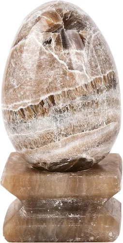 Miniatura 17 de AMOYSTONE Huevo de cristal de cuarzo rosa natural grande para curación y práctica de reiki, piedra de decoración del hogar con base, 3-3.5 pulgadas