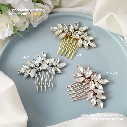 Miniatura 2 de JAKAWIN Bride Crystal Wedding Hair Piece Rhinestone Peine de pelo nupcial Accesorios para el cabello para las mujeres HC047 (plata)