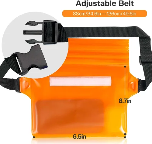 Miniatura 4 de ECHTPower Paquete de 2 bolsas impermeables, riñonera impermeable, bolsa seca impermeable con correa ajustable para la cintura para playa, natación