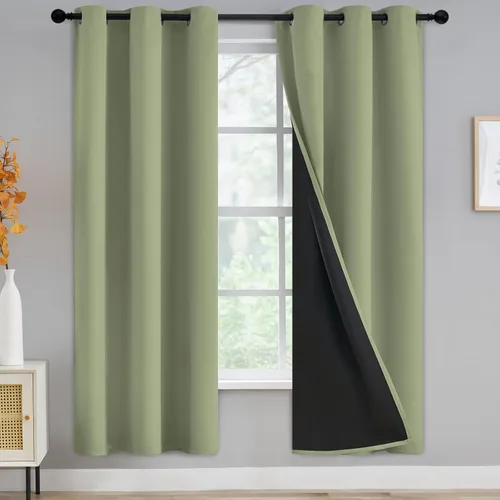 Miniatura 255 de Yakamok Cortinas negras, cortinas de ventana con aislamiento térmico y eficiencia energética para dormitorio, cortinas opacas completas y cortinas