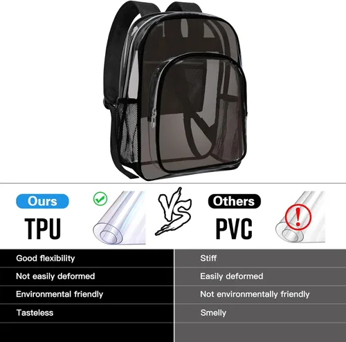 Miniatura 4 de HEEYA Mochila transparente resistente para seguridad, deportes, trabajo, viajes, estadio