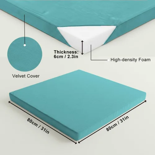 Miniatura 2 de Velvet Zabuton - Tapete de meditación, almohada grande para adultos y cojín de meditación de yoga, asiento de espuma de alta densidad con funda Verde