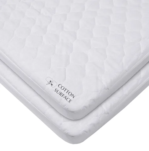 Miniatura 6 de Funda para colchón de mini cuna impermeable elástica acolchada de American Baby Company, Blanco