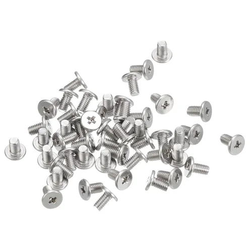 Miniatura 39 de Uxcell M1-0.25 x 2 mm 50 piezas Tornillos de cabeza plana redonda 304 de acero inoxidable Phillips Drive tornillos de máquina para fijación