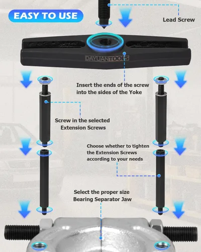 Miniatura 8 de DAYUAN Juego de extractor de rodamientos de 14 piezas, extractor de volante con funda Blue