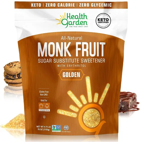 Miniatura 11 de Health Garden Edulcorante de fruta de monje, clásico, sin OMG, sin gluten, sustituto del azúcar, Kosher, apto para dieta cetogénica (3 libras)