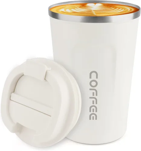 Miniatura 37 de Vaso térmico de acero inoxidable de 12 onzas con aislamiento al vacío, taza de viaje a prueba de derrames con tapa, para mantener caliente/café