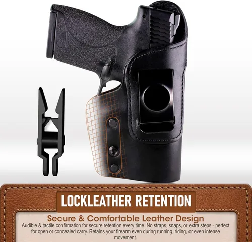 Miniatura 6 de Urban Carry LockLeather IWB Funda - Diseño híbrido seguro y cómodo de cuero/polímero para una ocultación óptima Opciones para mano izquierda