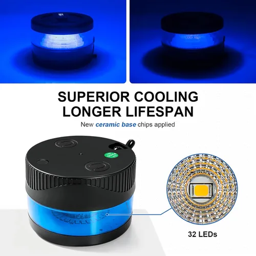Miniatura 4 de Luz de baliza inalámbrica magnética, luces estroboscópicas LED recargables USB-C para camión, mini luz de advertencia de seguridad de emergencia