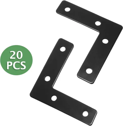 Miniatura 5 de Uenhoy 20 placas planas en forma de L de 2.36 x 2.36 pulgadas, soporte de esquina plana en ángulo recto, negro