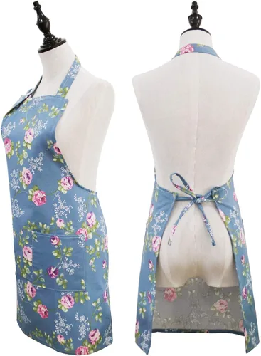 Miniatura 3 de Delantales florales para mujer, paquete de 2 delantales de cocina con bolsillos para cocinar, hornear, delantal de jardinería, regalos