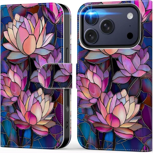 Miniatura 89 de DEENAKIN Funda tipo cartera para iPhone 15 con tarjetero + clip para efectivo, bloqueo RFID, protección contra caídas de grado militar y obras