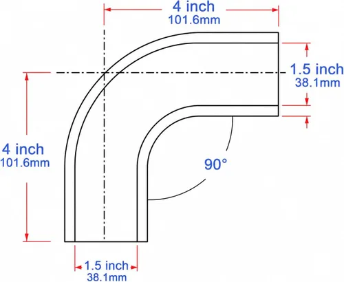 Miniatura 2 de Ucreative ID del codo de 90 grados: manguera de silicona de acoplador de alto rendimiento de 4 capas de 1.5 "(38.1 mm) para vehículo con abrazadera