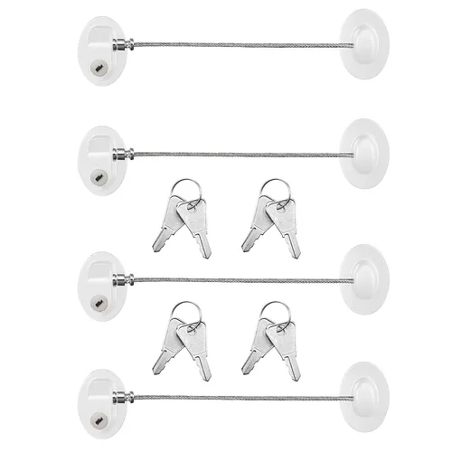 Miniatura 11 de Hotop Paquete de 4 cerraduras de gabinete con llaves, mini cerraduras de refrigerador para niños pequeños, autoadhesivas, a prueba de niños y bebés