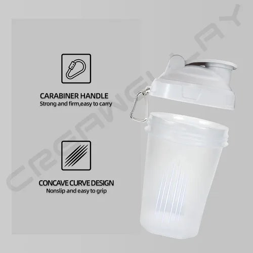 Miniatura 3 de Paquete de 2 botellas agitadoras para mezclas de proteínas, botella pequeña de 17 onzas con asa, tazas agitadoras de gimnasio con bola mezcladora