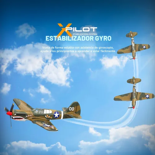 Miniatura 2 de VOLANTEXRC Avión RC, avión de combate P40 de control remoto de 4 canales con Aileron, giroscopio de 6 ejes, acrobacias aéreas para adultos