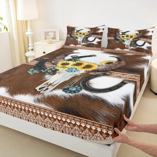 Miniatura 8 de Bonita sábana bajera ajustable para niños, tamaño individual, juego de ropa de cama rústica de pollo, decoración de dormitorio para niños y adultos