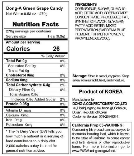Miniatura 2 de LENITH - Caramelos coreanos surtidos populares con sabor a fruta (uva verde, 9.52 oz)