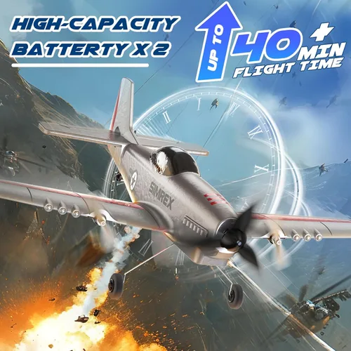 Miniatura 3 de Avión RC SIMREX para niños - Avión de juguete a control remoto de 2.4GHz 3 canales con giroscopio de 6 ejes, 2 velocidades, 2 baterías, avión RC