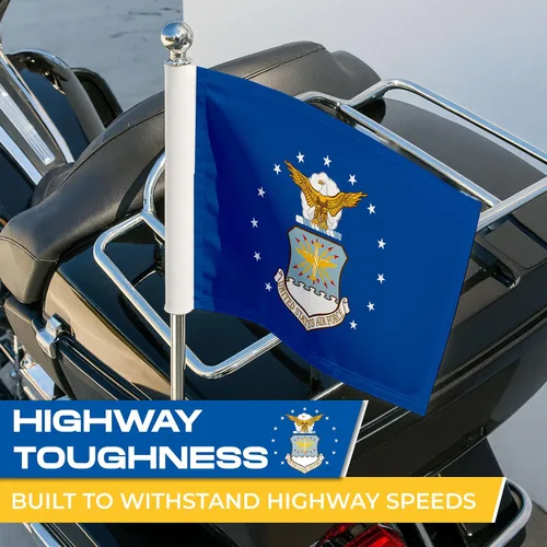 Miniatura 6 de AGAS - Bandera de motocicleta de la Fuerza Aérea – 6 x 9 pulgadas – Poliéster de punto impreso de doble cara – Bordes de doble costura – Bandera