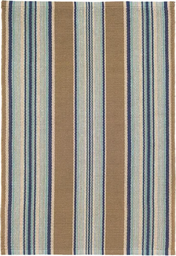 Miniatura 6 de Dash & Albert Barbados - Alfombra de algodón tejida a mano con rayas azules, 5 x 8 pies, patrón de rayas azules
