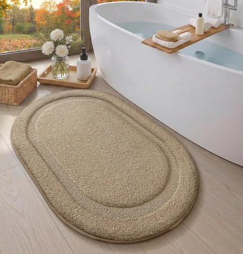 Miniatura 4 de Color&Geometry Alfombra de baño pequeña color beige de 15 x 23 pulgadas, antideslizante, absorbente, suave, lavable, tapete de baño grueso, tapete