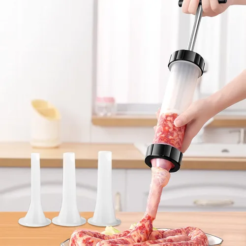 Miniatura 3 de Embutidor de salchichas - Máquina manual casera de llenado de carne, herramienta de llenado de salchichas de cocina de grado alimenticio para uso