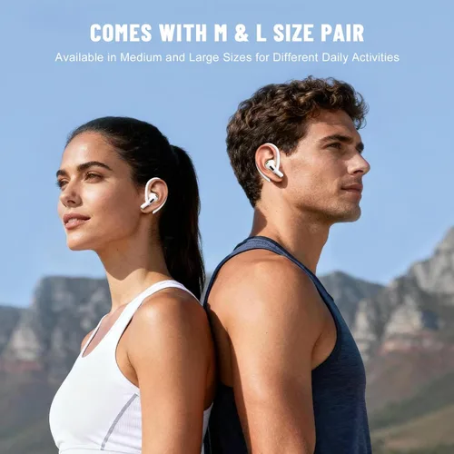 Miniatura 2 de 2 pares de ganchos para las orejas compatibles con AirPods Pro 3/2/1, AirPods 1/2/3, [pares de tamaños M y L] ganchos mejorados de acceso con botón