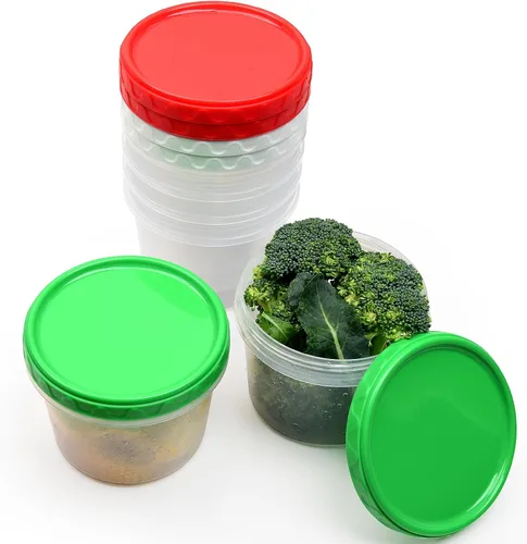 Miniatura 12 de EONJOE Recipientes de plástico de 2 onzas con tapas, recipiente pequeño para aderezo de ensalada para llevar, tazas para salsas y condimentos