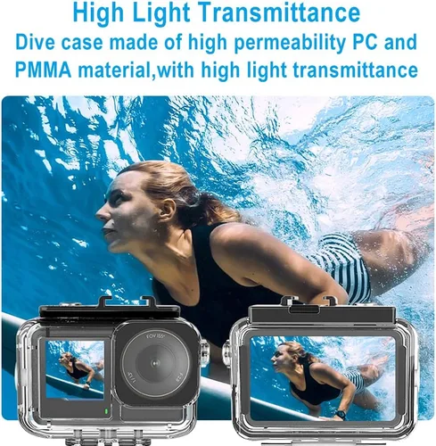 Miniatura 4 de Funda impermeable de tiro horizontal y vertical para DJI Osmo Action 3/Action 4/Action 5 Pro, carcasa protectora de buceo profundo de 147.6 ft/148