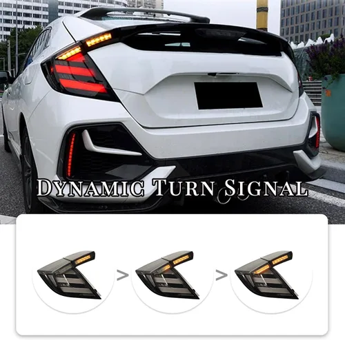 Miniatura 6 de HCmotion Conjunto de luces traseras LED para Honda Civic 10Th Gen Hatchback Tipo R FK7 FK8 2016-2021 con señal secuencial, animación LED DRL Start