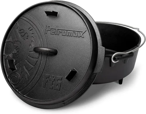 Miniatura 11 de Petromax Horno holandés de hierro fundido para cocinar u hornear al aire libre sobre una fogata o en la cocina del hogar, los utensilios de cocina