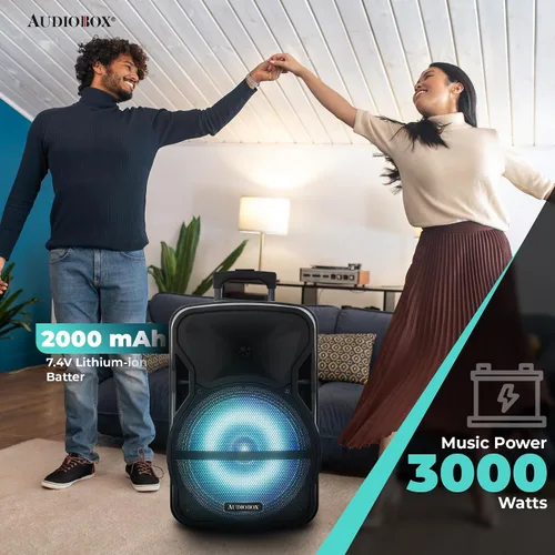 Miniatura 4 de ABX-12S - Altavoz portátil Bluetooth PA de 12 pulgadas con soporte y micrófono, USB, TF, FM, AUX, conector de micrófono de 1/4 pulgadas, batería