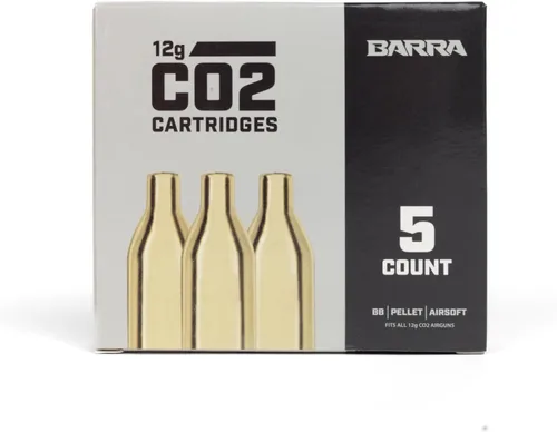 Miniatura 10 de Barra Airguns 12 Gram CO2 Cartridges, Unthreaded, Compatible for Use with Air Guns, Air Pistols, Airsoft Guns, and Air Rifles, Paintball Gun