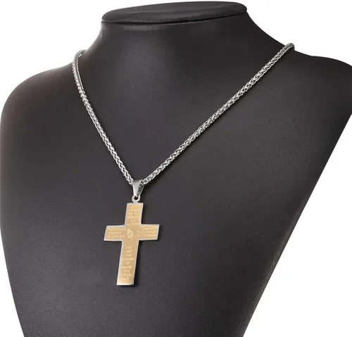 Miniatura 6 de U7 Simple Cross Necklace for Men Women, Stainless Steel Silver Black Gold Latin Cross Pendant Necklaces, Custom Engravable, Length 22-24 Inches