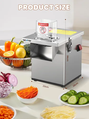 Miniatura 7 de NEWTRY 4 en 1 procesador de verduras comercial eléctrico para vegetales, fruta, rebanador, picador, triturador y cortador de tiras arrugadas, todo