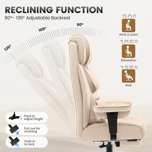 Miniatura 6 de BestGlory Silla de escritorio de oficina, silla grande y alta de cuero para juegos con reposapiés, amplia, ergonómica, cómoda, silla ejecutiva