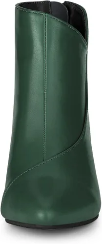 Miniatura 3 de Allegra K Botines de tacón de cuña con cremallera y punta puntiaguda para mujer