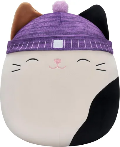 Squishmallows Gato original de 14 pulgadas Cam Calicó con sombrero morado - Peluche oficial de Jazwares grande y ultrasuave