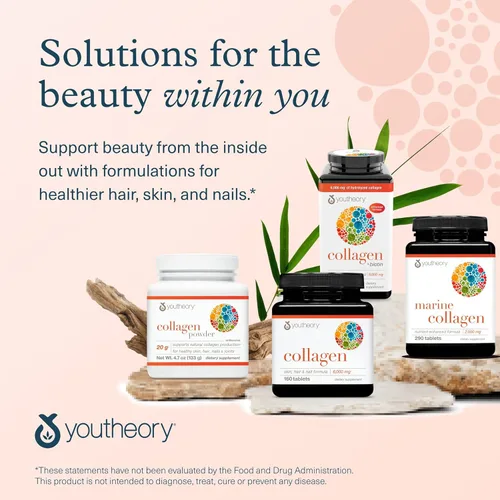 Miniatura 7 de Youtheory Colágeno + biotina - Suplemento avanzado de colágeno - con péptidos hidrolizados, vitamina C y vitamina B - Apoya el crecimiento