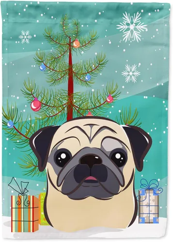 Miniatura 23 de Caroline's Treasures BB1622CHF - Bandera de casa Shih Tzu con árbol de Navidad y gris plateado para porche, grande, para colgar en la pared